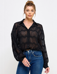 Romantic Sheer Blouse, Black