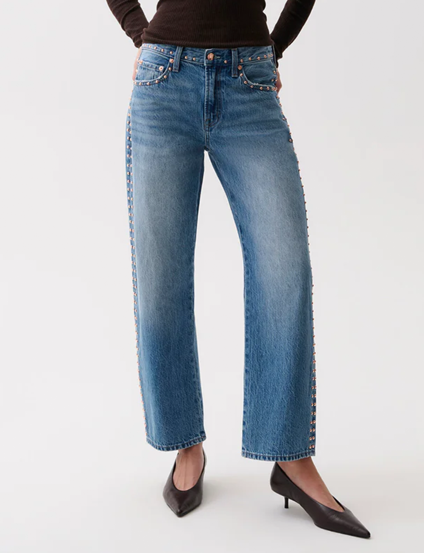 Lexi Mid Rise Bowed Jeans, Star Studded