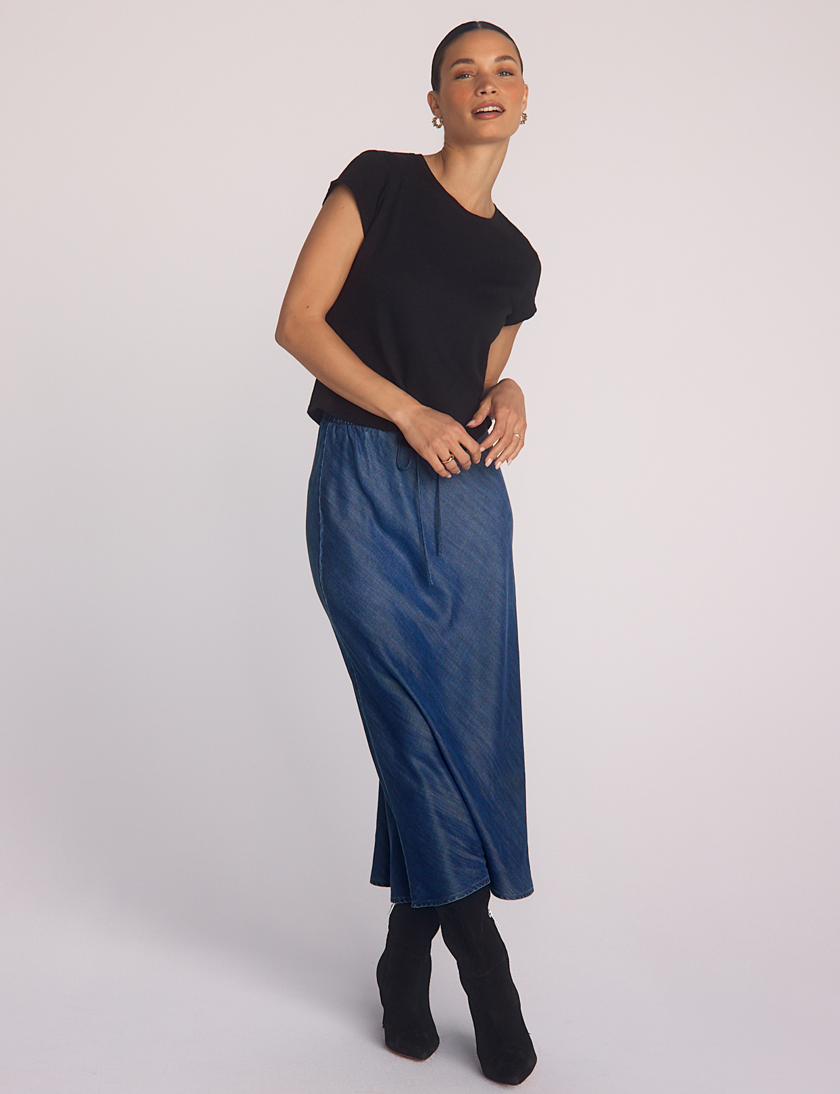 Bias Skirt w/ Tie, Moonlit Wash