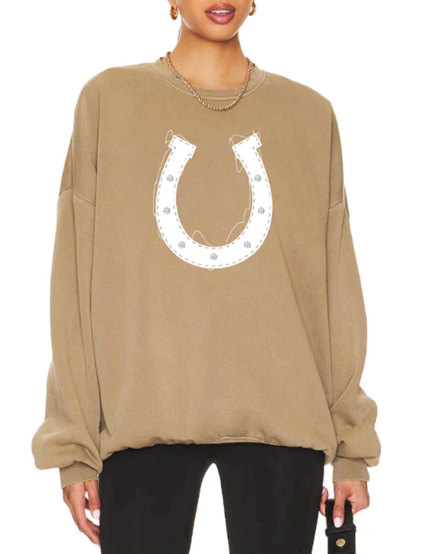 Horseshoe Patchwork Jumper, Camel/Gold