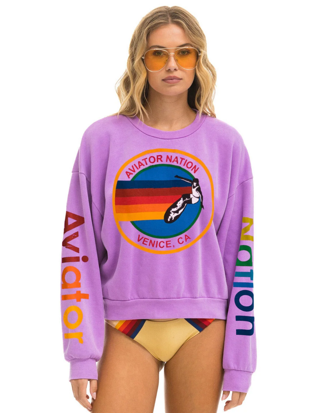 Venice Crew Relaxed Sweatshirt, Neon Purple