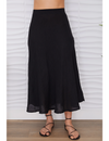 Enya Linen Midi Skirt, Black