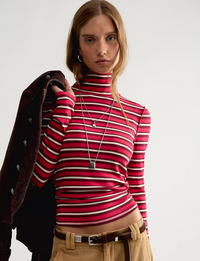 Good Good Stripe Turtleneck, Red/Combo