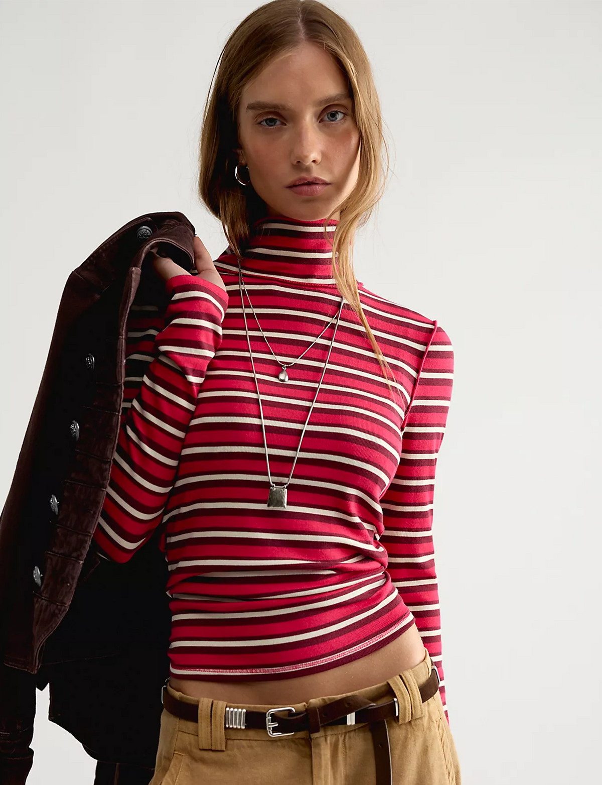 Good Good Stripe Turtleneck, Red/Combo