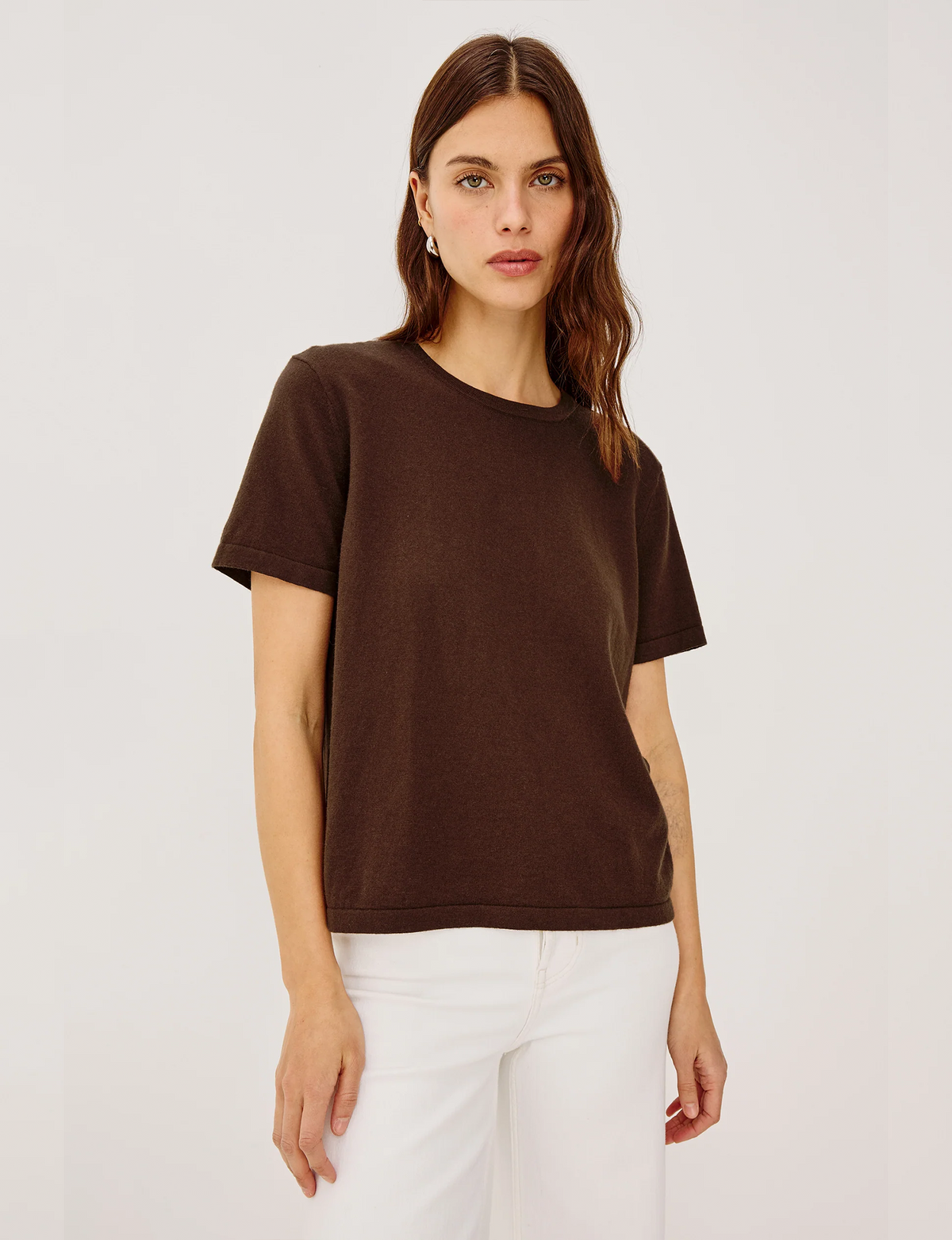 Cotton Cashmere SS Tee, Espresso