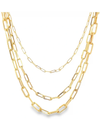 Paperclip Trio Necklace, Gold