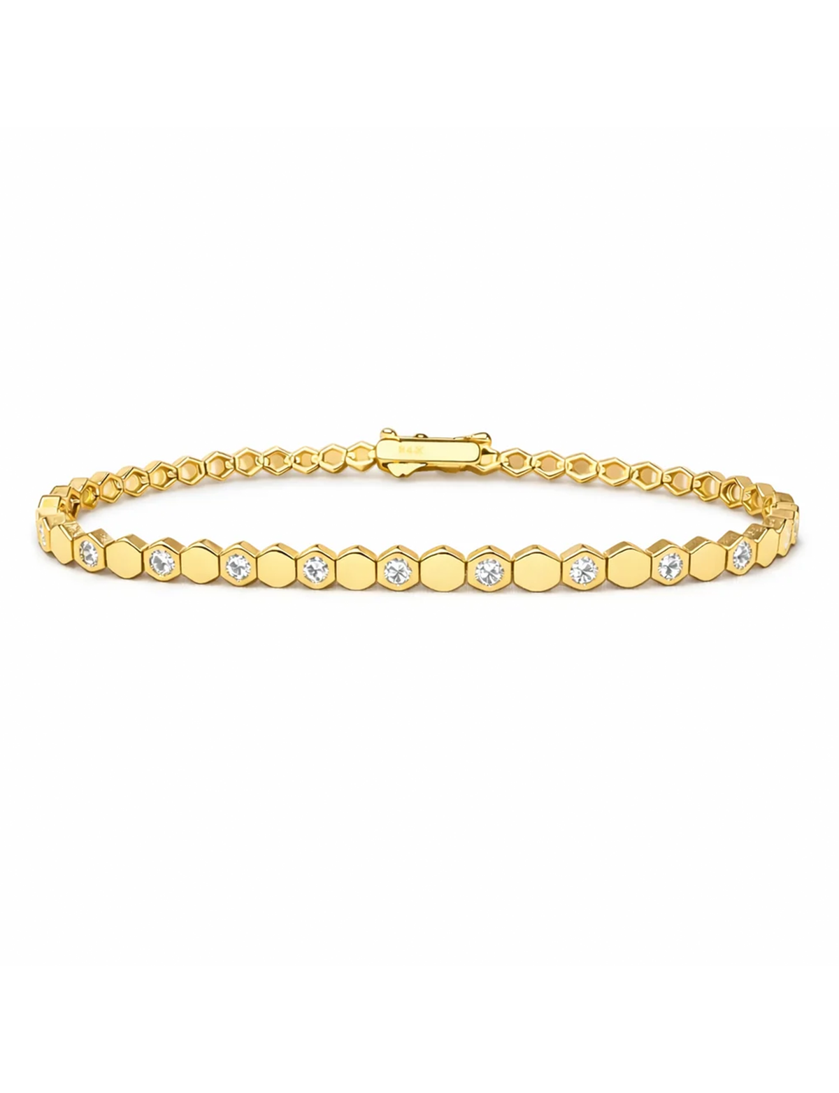Honeycomb Tennis Bracelet, Gold