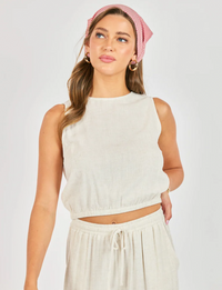 Sugarloaf Linen Top, Oatmeal