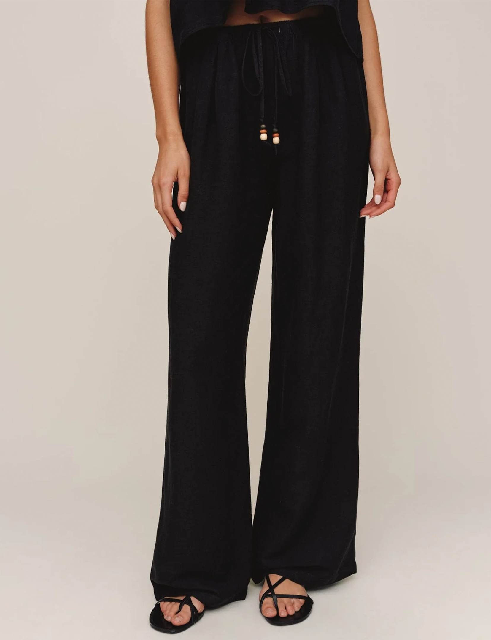 Beaded Beach Pant, Black