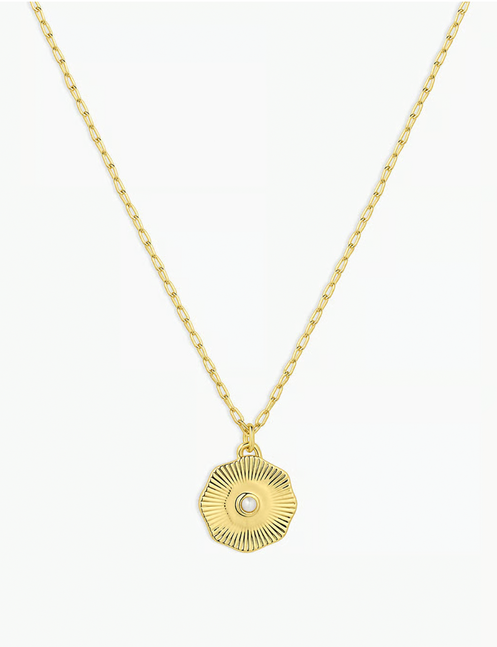 Power Birthstone Coin Necklace (June), Gold/Pearl