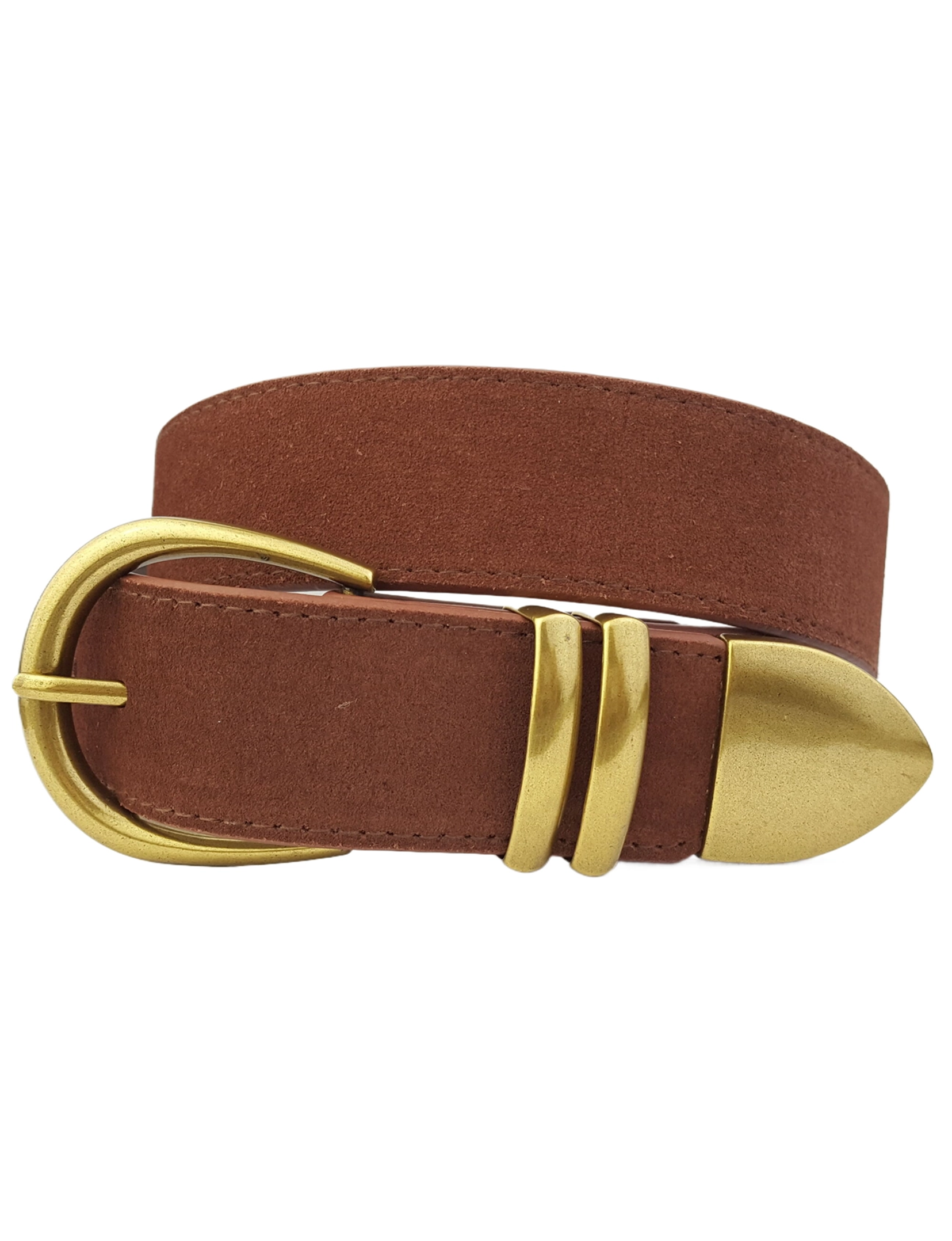 Casual Gold Buckle Belt, Brown