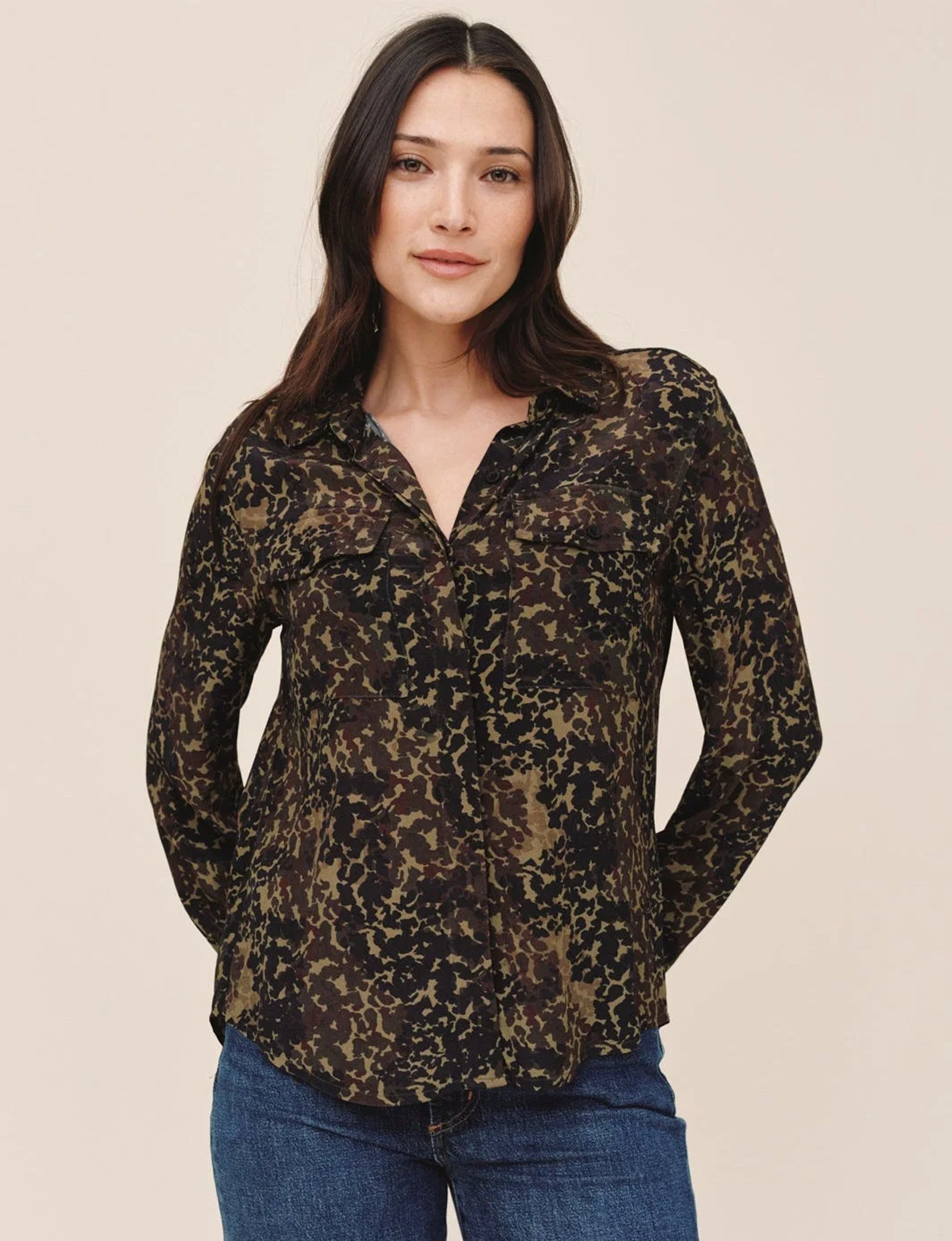 Utility Button Down Shirt, Ditsy Camo