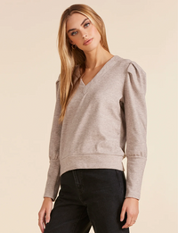 Bella V-Neck Sweatshirt, Tan