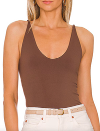 Seamless V-Neck Cami, Chocolate Lava