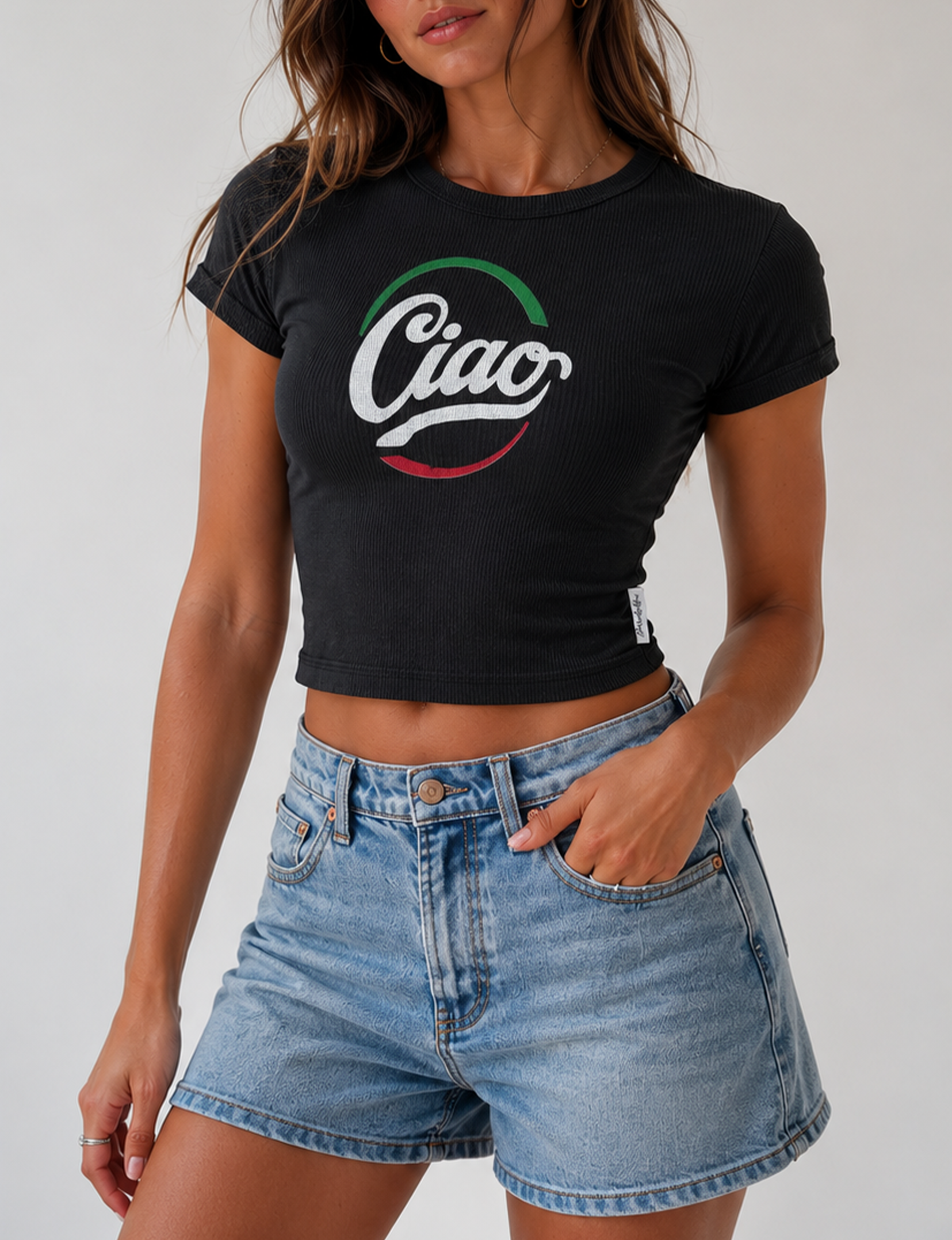 Bambino Ciao Baby Tee, Black/Snow