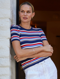 Fitted Crew Tee, Seaside/Stripe