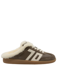 Easter Fuzzy Backless Sneakers, Taupe/Butter