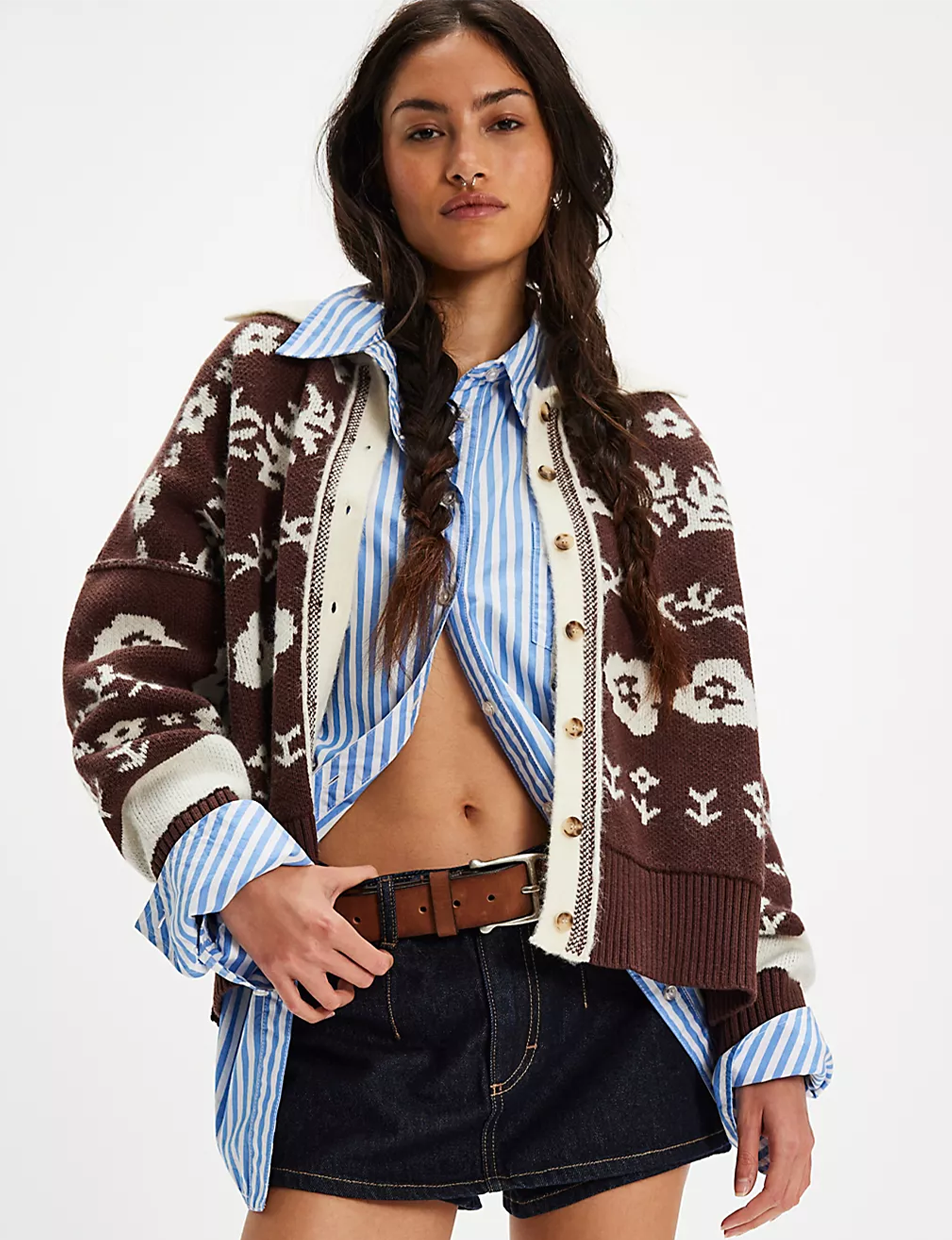 Shelby Cardigan, Chocolate/Combo