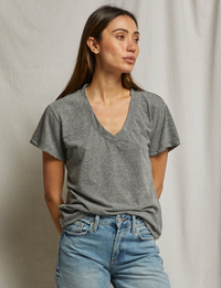 Hendrix V Neck Tee, Heather Grey
