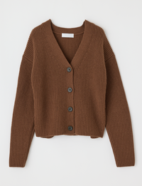 V Neck Cardigan, Brown