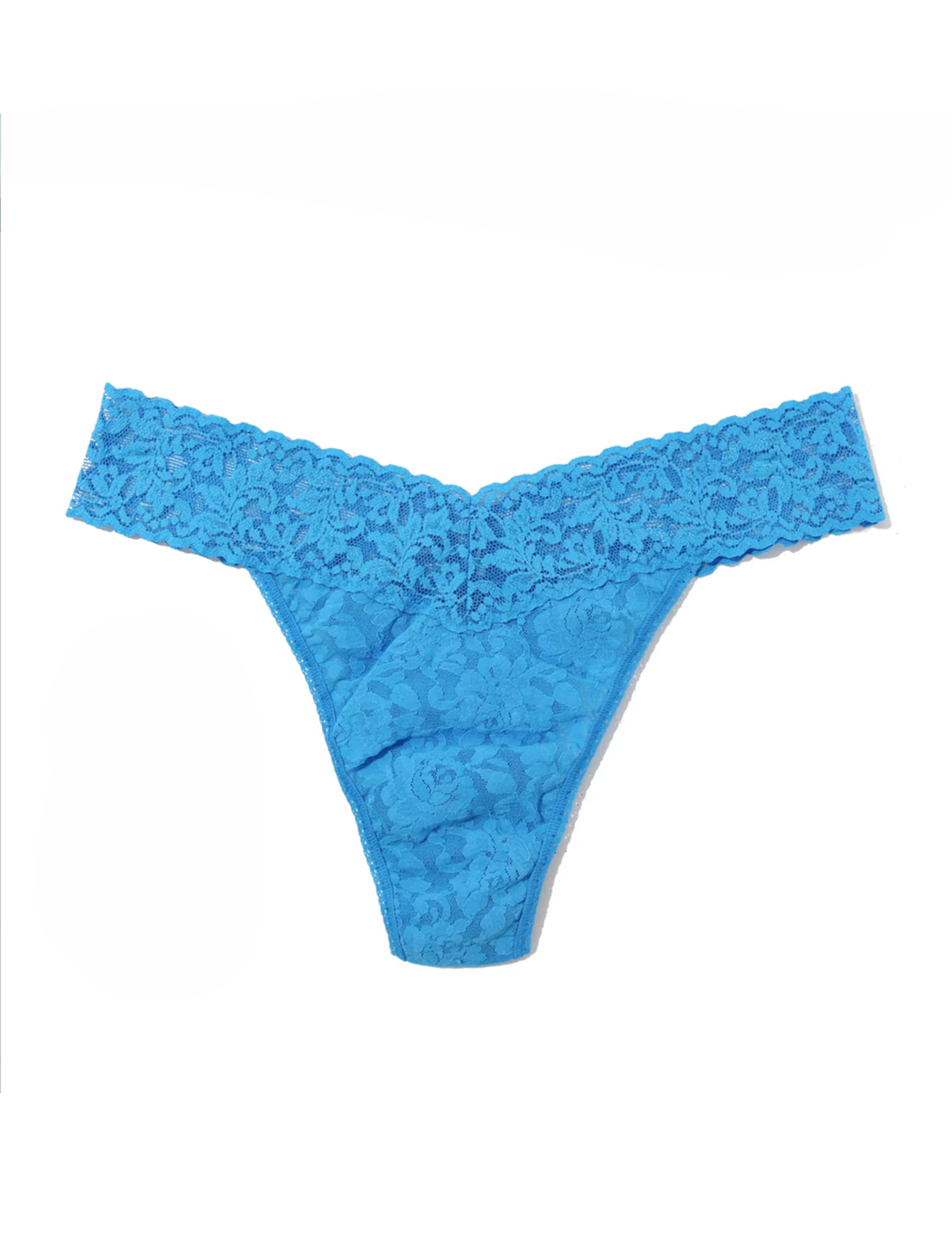 Signature Lace Original Rise Thong, Laguna Blue