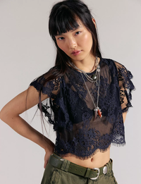 Lunar Ash Lace Top, Black