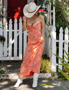 Floral Lace Trim Maxi Dress, Orange