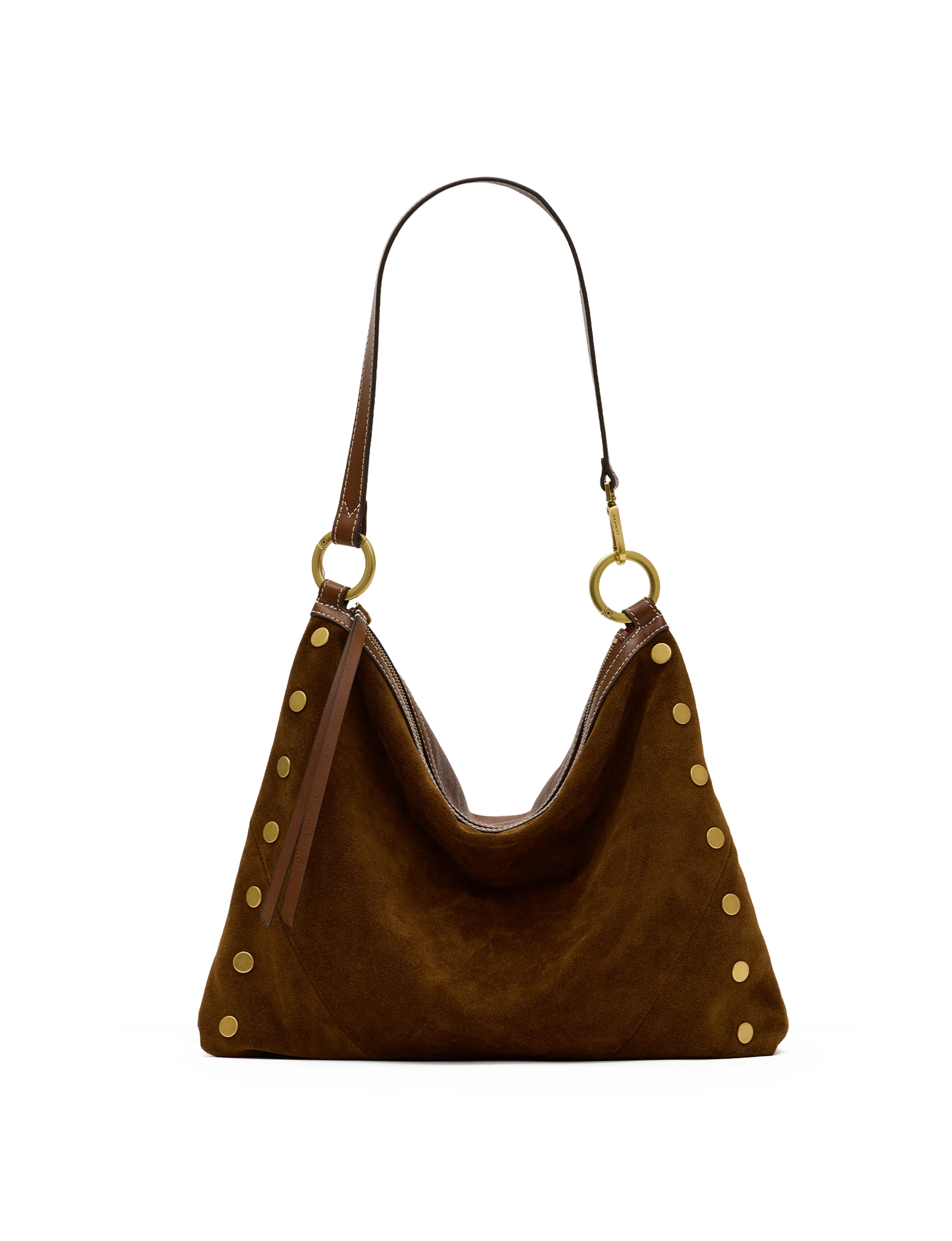 Kyle Large Handbag, Cinnamon Suede/Antique Gold