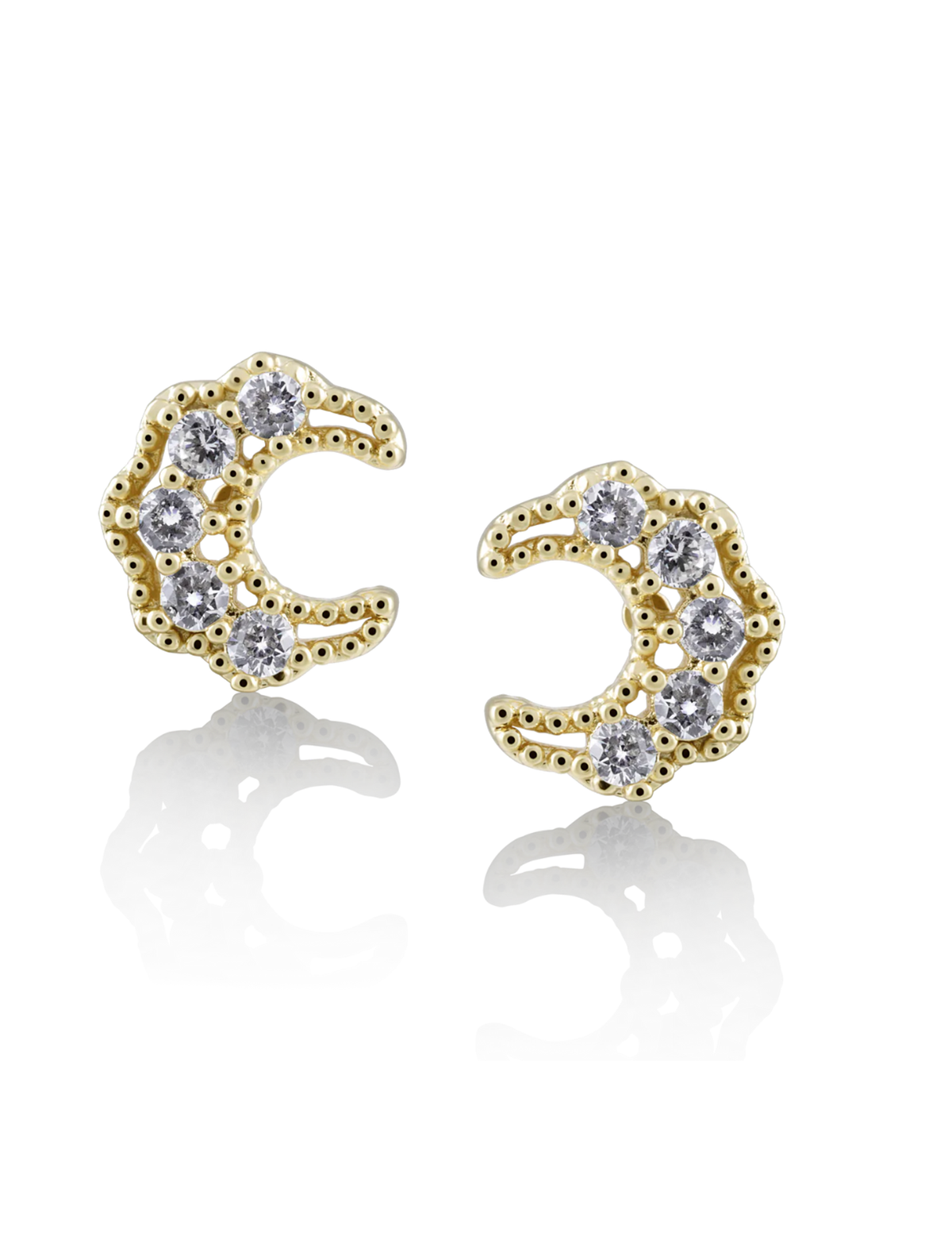 Crested Moon Stud, Gold/Silver