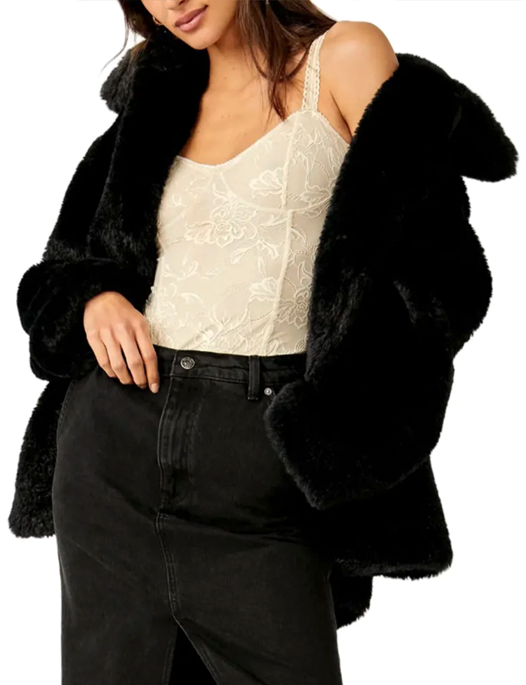 Pretty Perfect Fur Peacoat, Black