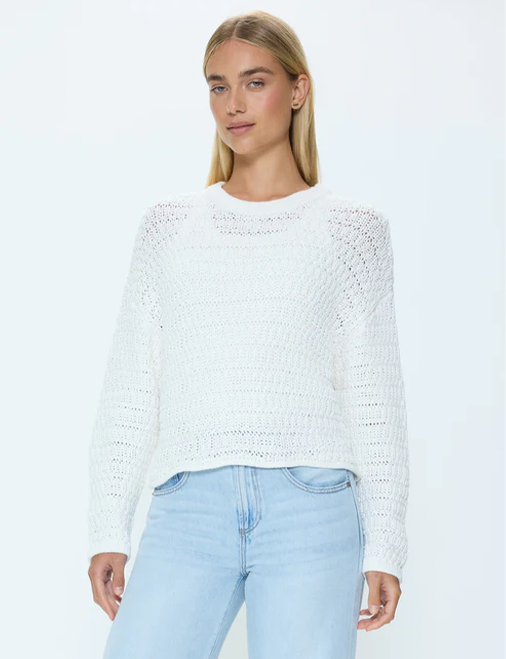 Katya Relaxed Crew Sweater, Le Blanc