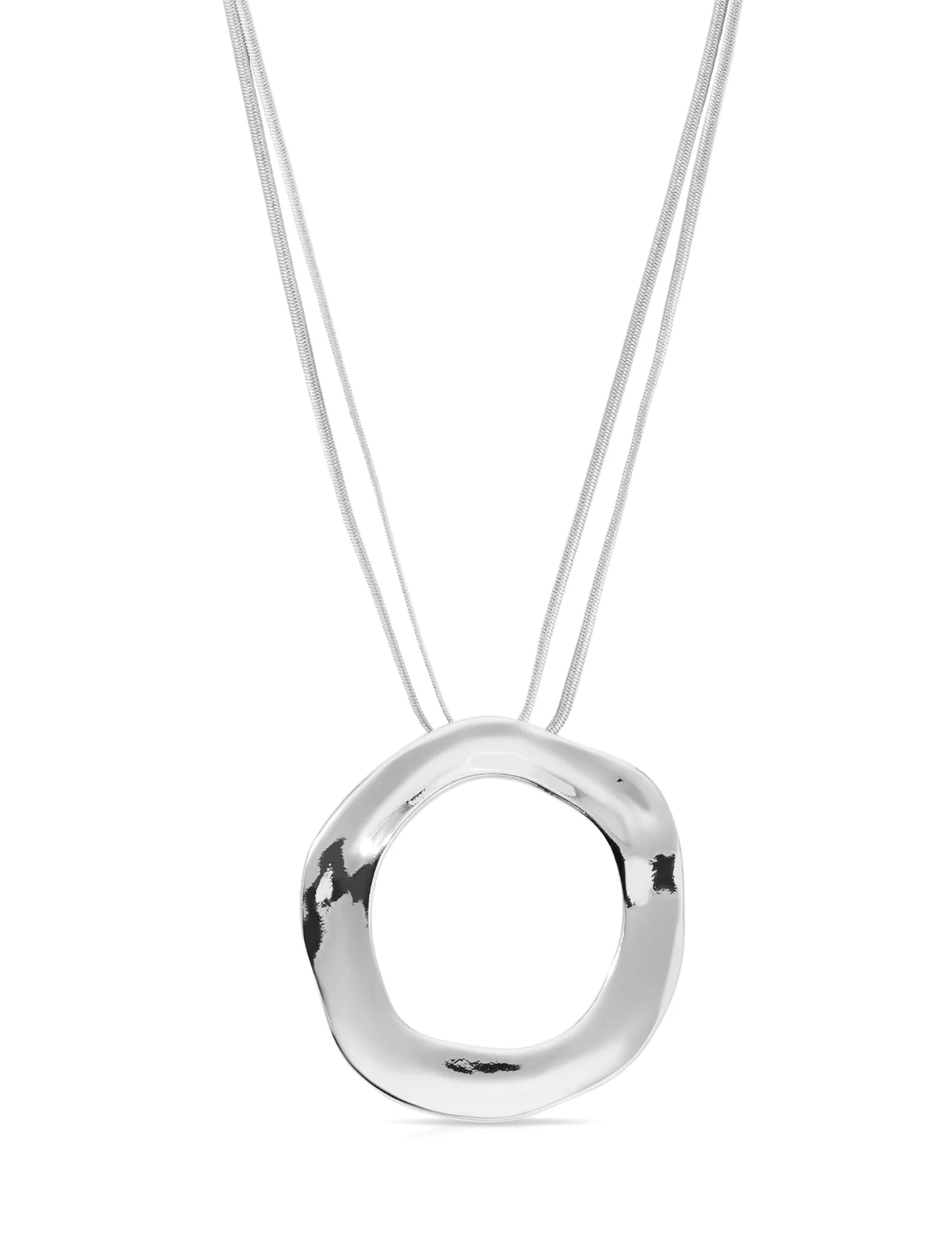 Open Circle Necklace, Silver