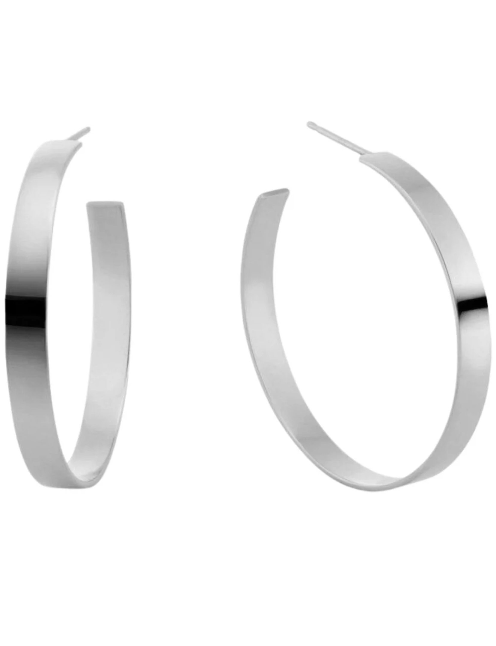 Carrie Flat Hoops, Silver