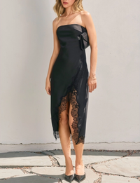 Satin Midi Dress, Black