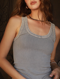 Vintage Reversible Ribbed Tank, Vintage Cool Grey O/S