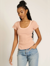 Julie Scoop Neck Rib Tee, Mellow Rose