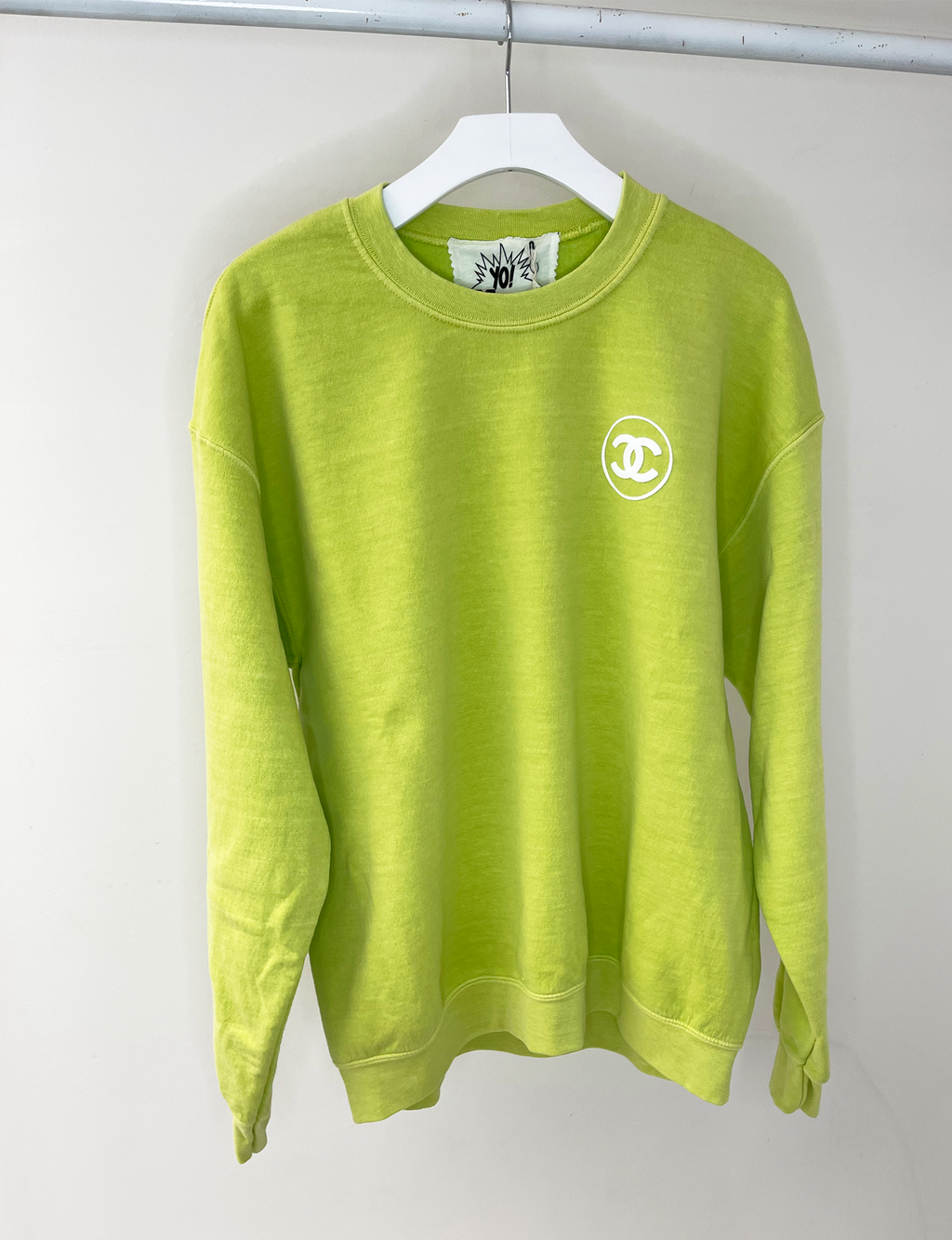 CC Logo Unisex Vintage Sweatshirt, Citron