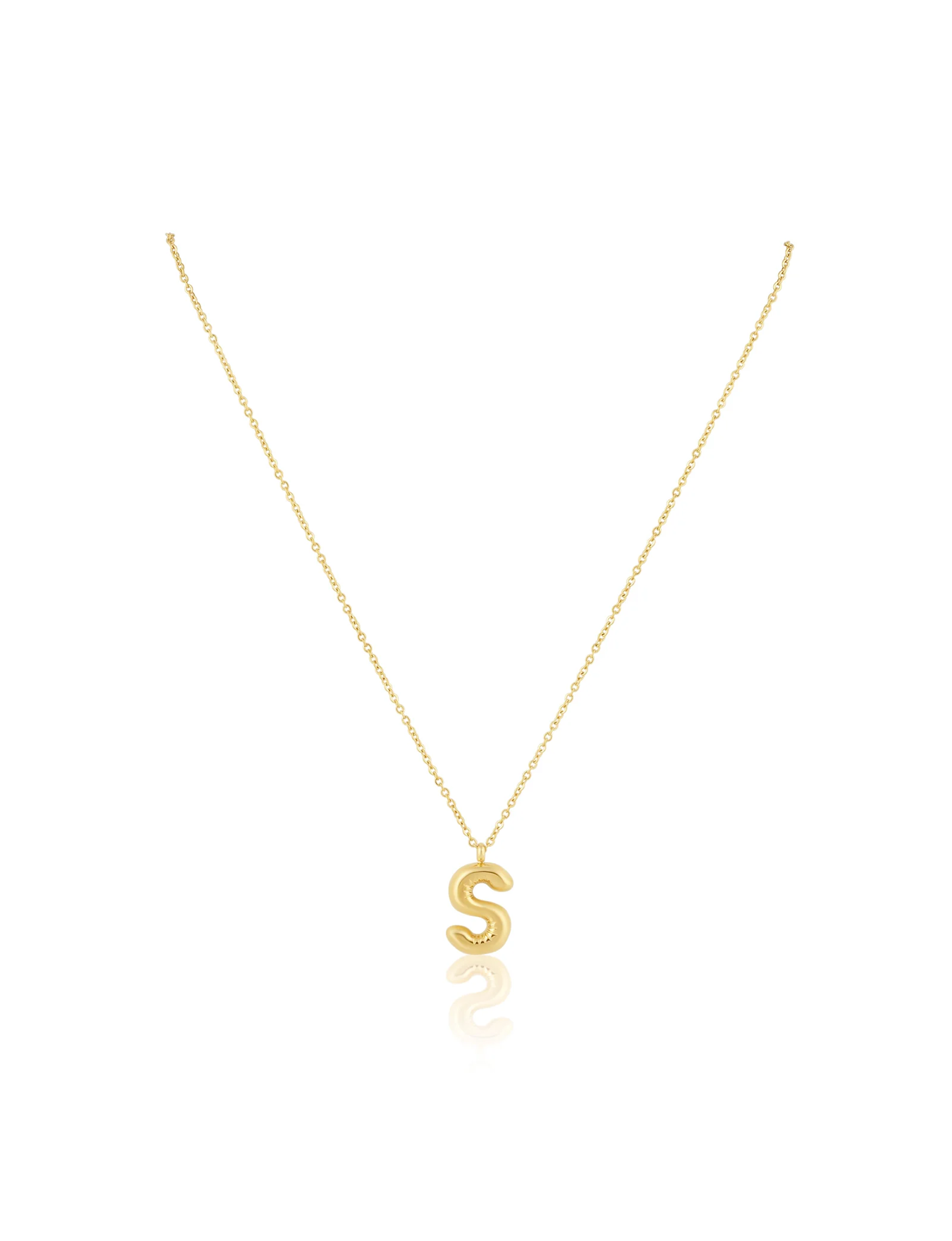Bubble Initial Necklace, Gold