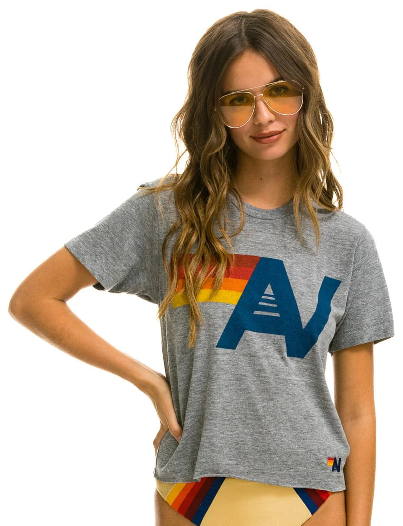 Logo Boyfriend Tee, Heather Grey