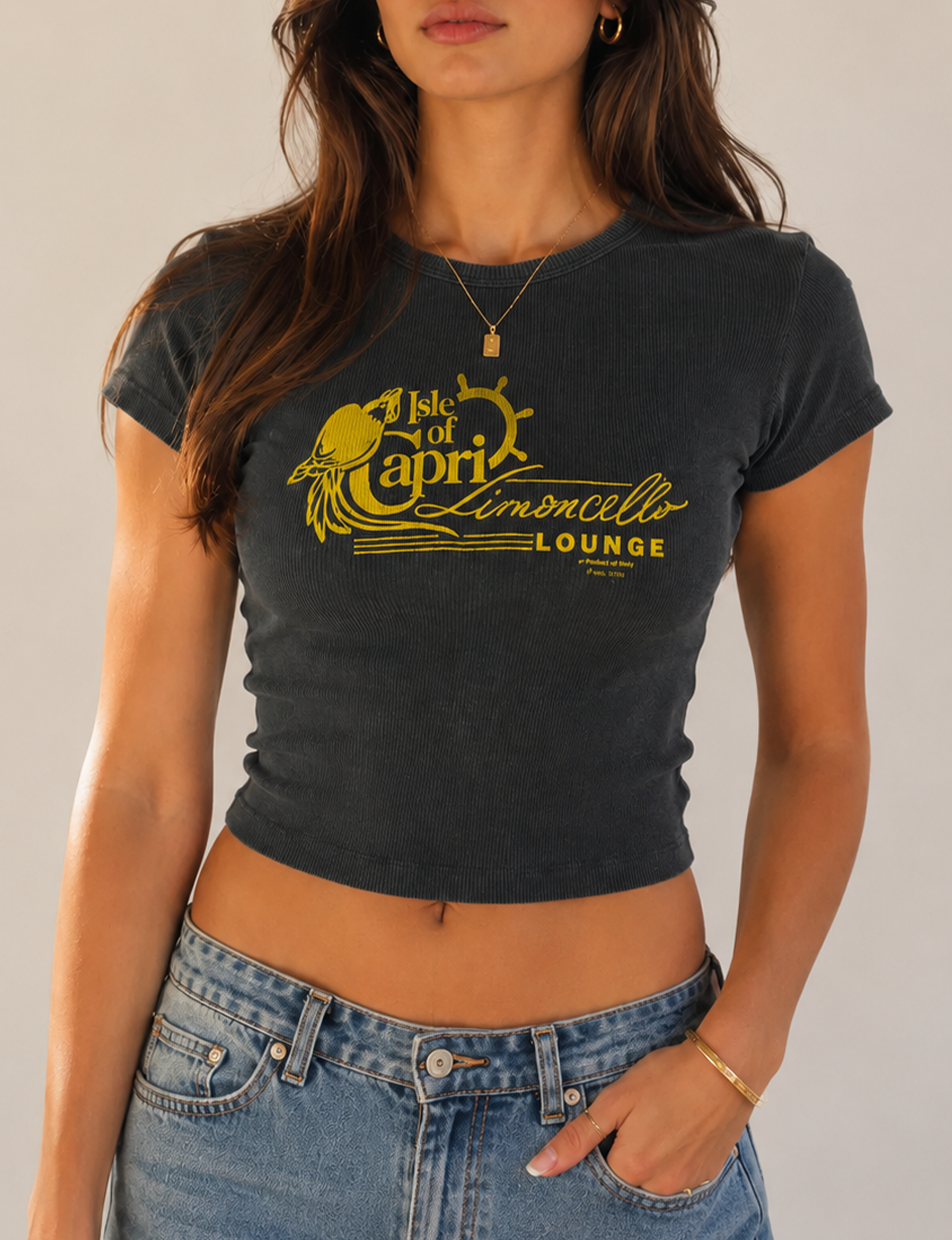 Limoncello Lounge Baby Tee, Black