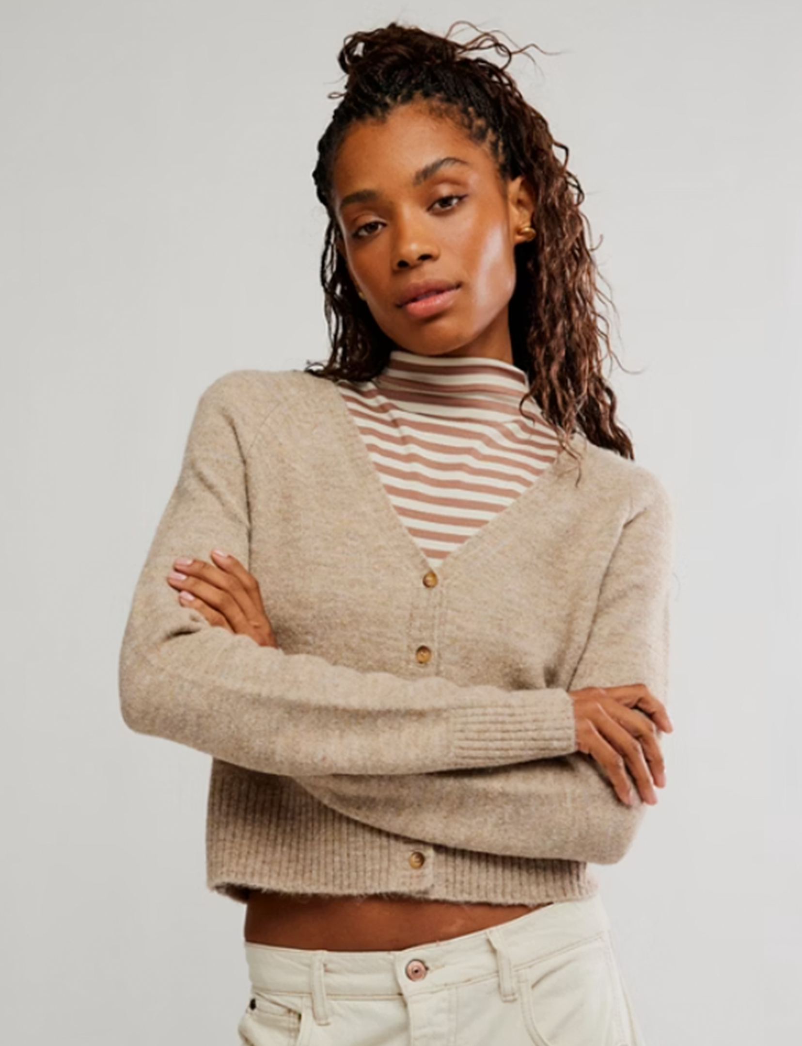 School Girl Cardi, Feather Grey Melange