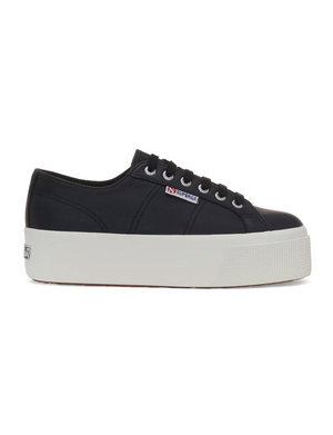 Superga Nappa Leather Platform Sneaker in Black Punch Clothing