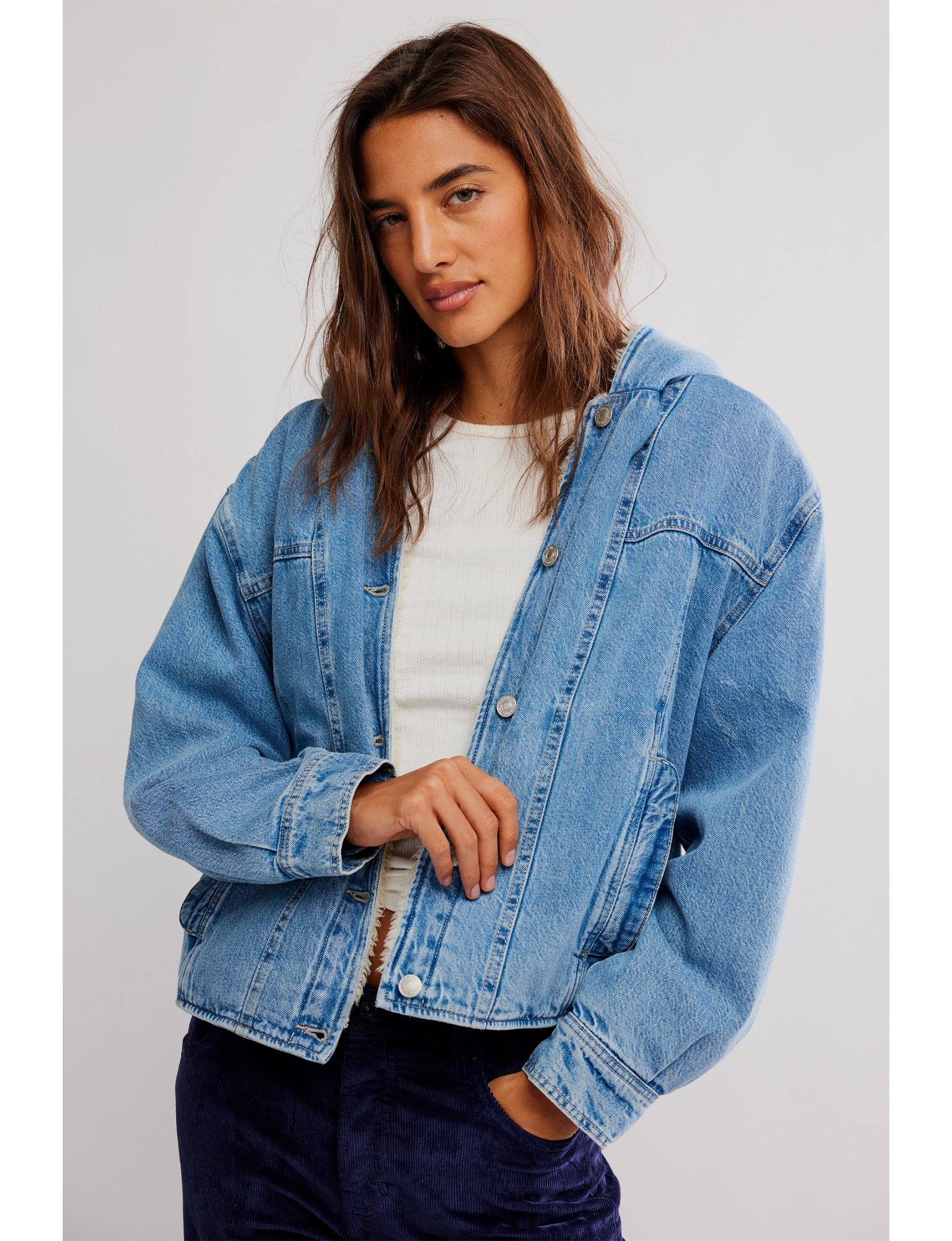 Asher Cozy Denim Jacket, Snowdrift Wash