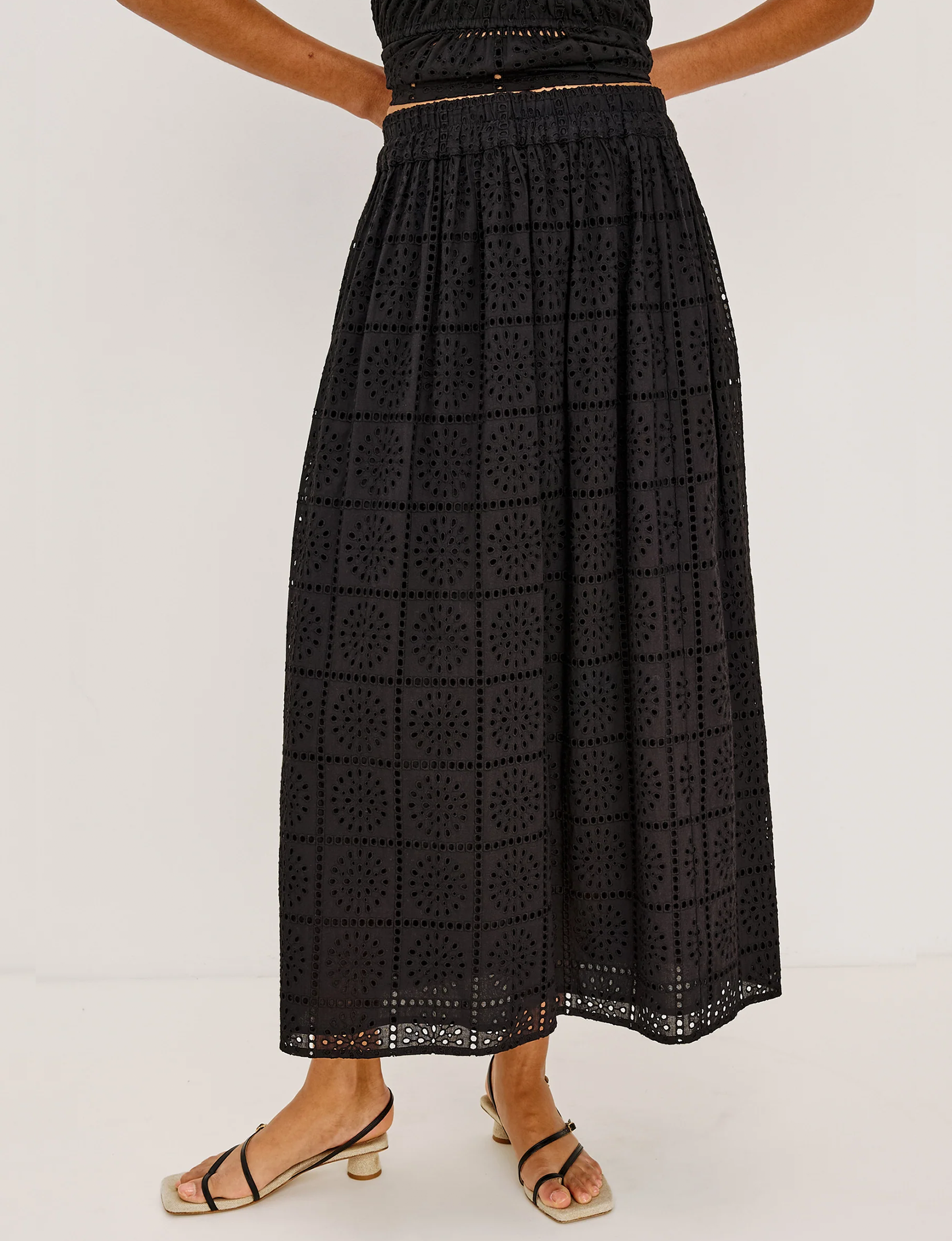 Dax Embroidered Skirt, Black