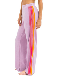 5 Stripe Wide Leg Pocket Sweatpants, Mauve/Magenta Orange