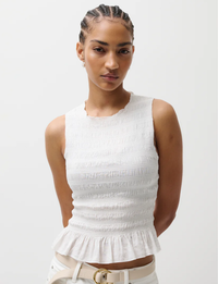 Pheobe Smocked Tank, Le Blanc