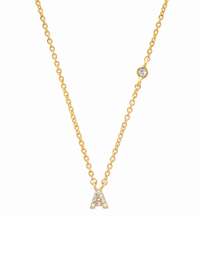 Gold CZ Initial Necklace