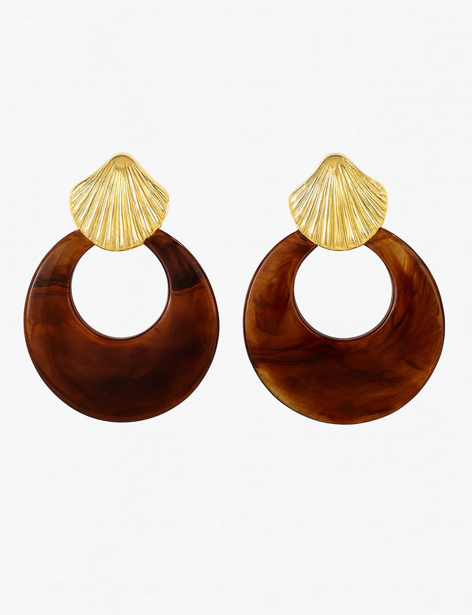 Kenle Shell Earring, Brown
