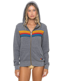 5 Stripe Zip Hoodie, Heather Grey/Multi