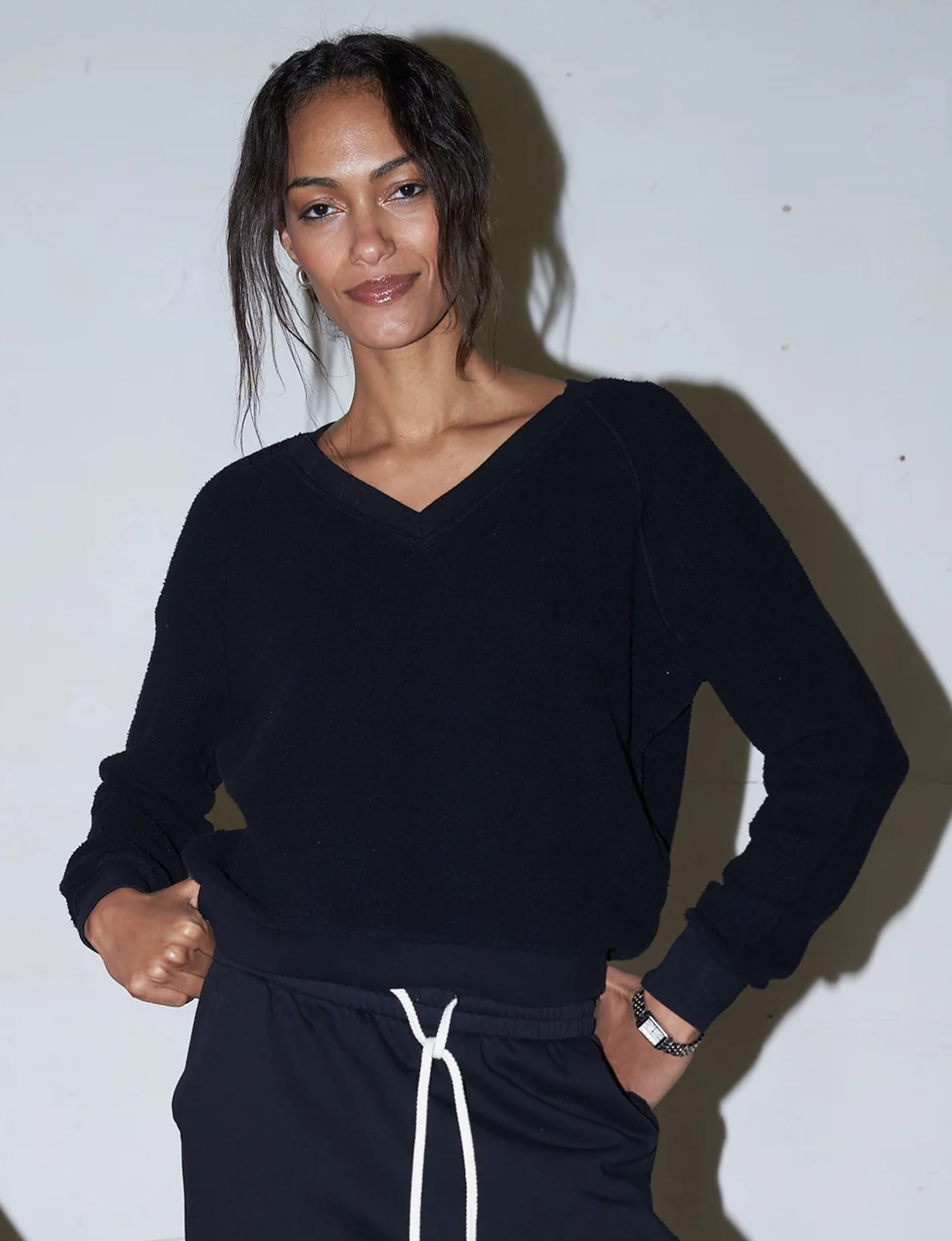 Zuri Reverse Fleece Sweatshirt, True Black